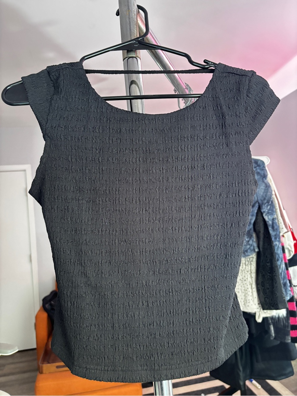Lulu's Black Textured Cap-Sleeve Mini Dress